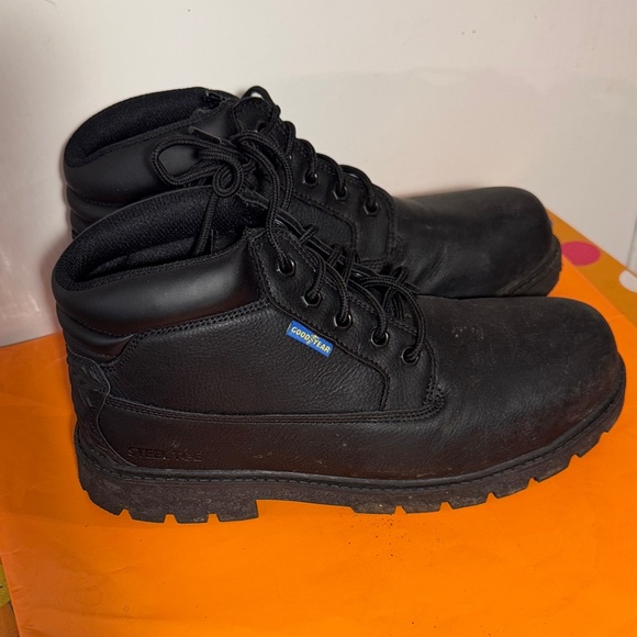 Men's Black Steel Toe Boots - Picture 1 of 7